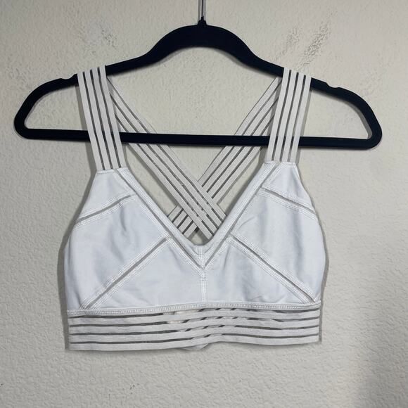 ALO Yoga Other - Alo Size Small Crossback Sports Bra White Stripe Straps Nylon Blend Sportswear